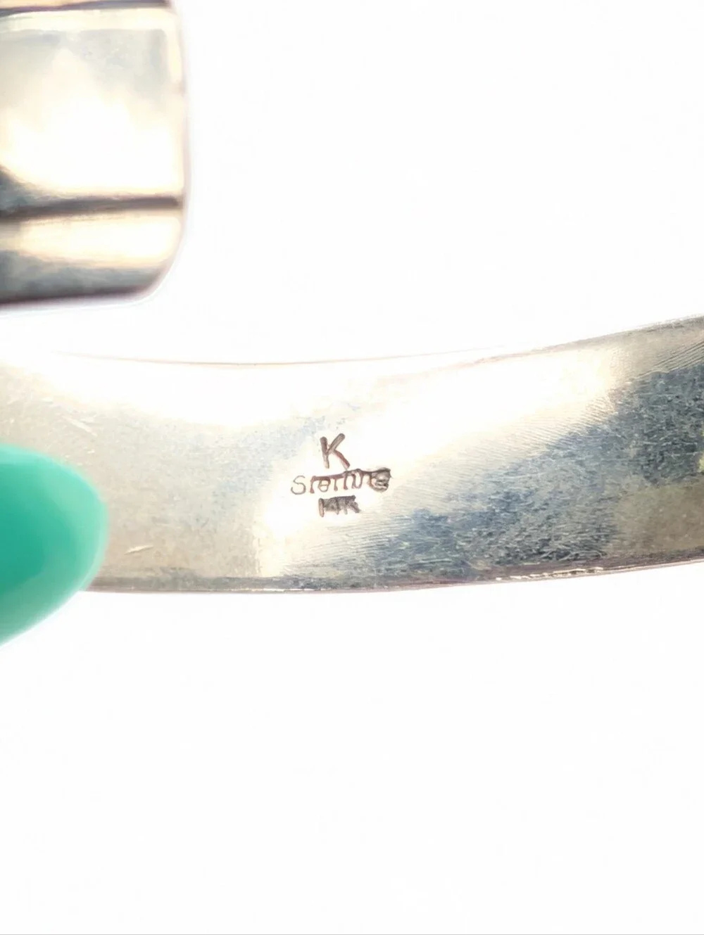 Sterling and 14k Native American Cuff Bracelet